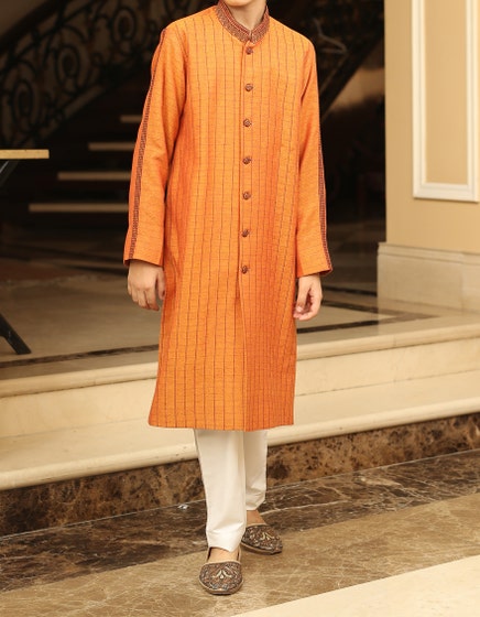 j. kids special stitch kurta / rust
