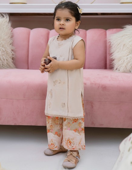 j. infants 02 pc stitch suit / beige -5808