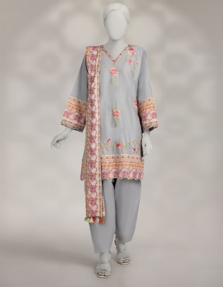 J. 02 PC STITCH SUIT / GREY -320