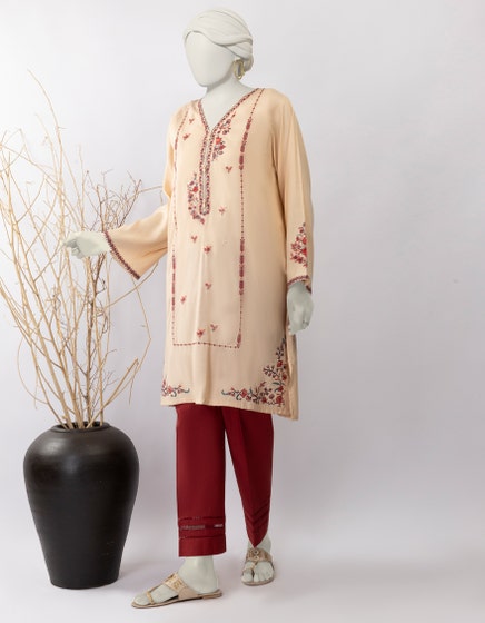 j. stitch kurti  / BEIGE SILK KURTI | JJLK-S-JSS-25-445 FB