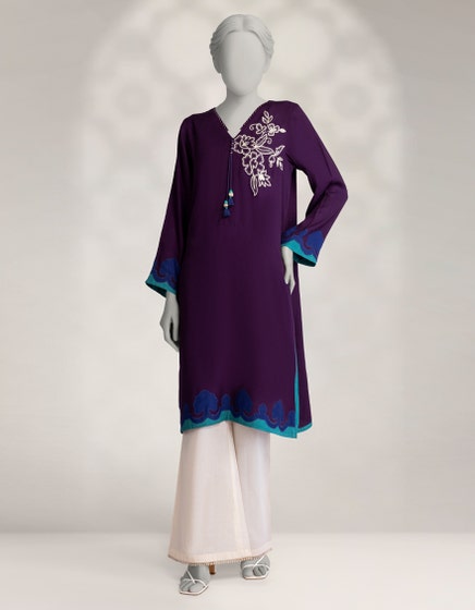 J. 01 PC STITCH KURTI / PURPLE -564
