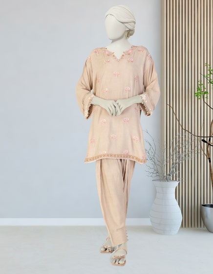 J. 02 PC STITCH SUIT / BEIGE -2063