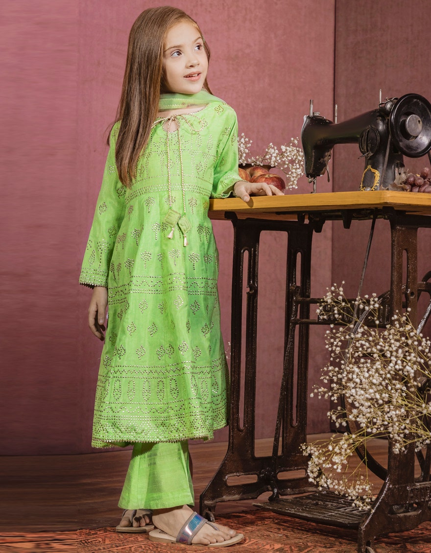 J.GIRLS-3PC/STITCH-PARROT GREEN