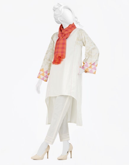 j. teens 01 pc stitch embroidry kurti / off white