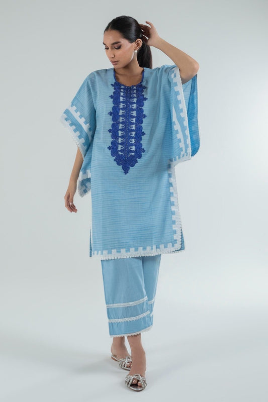 SANSAFINAZ 01 PC STITCH KURTI / BLUE / B-FRESH