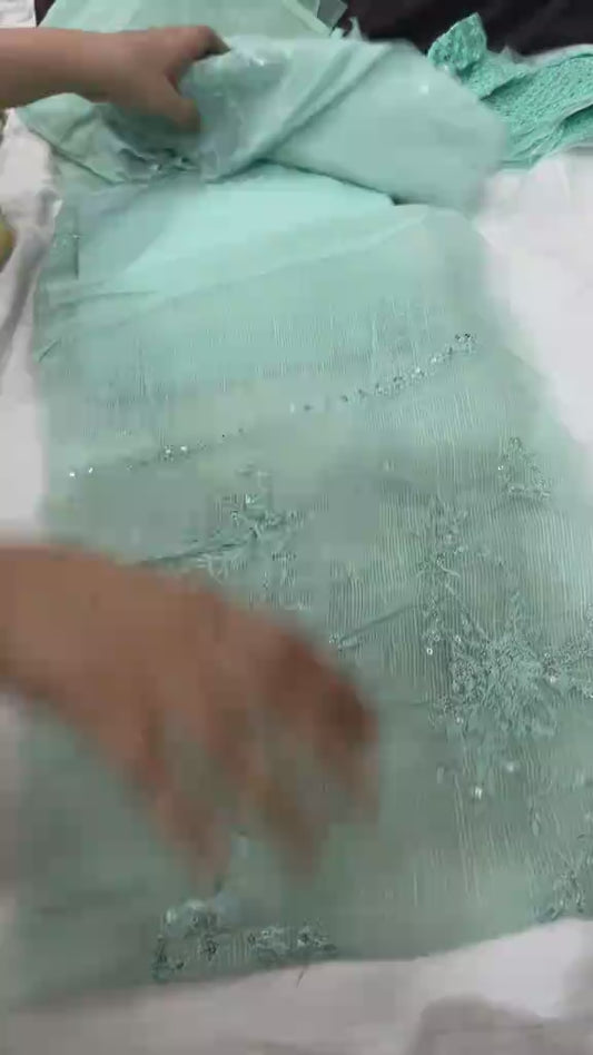 sanasafinaz 03 pc unstitch suit / sea green