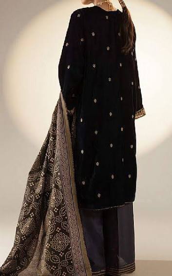 AL-KARAM UNSTITCH DARK BLUE LUXURY EMBROIDERY VELVET  VC-08B-24-3PC