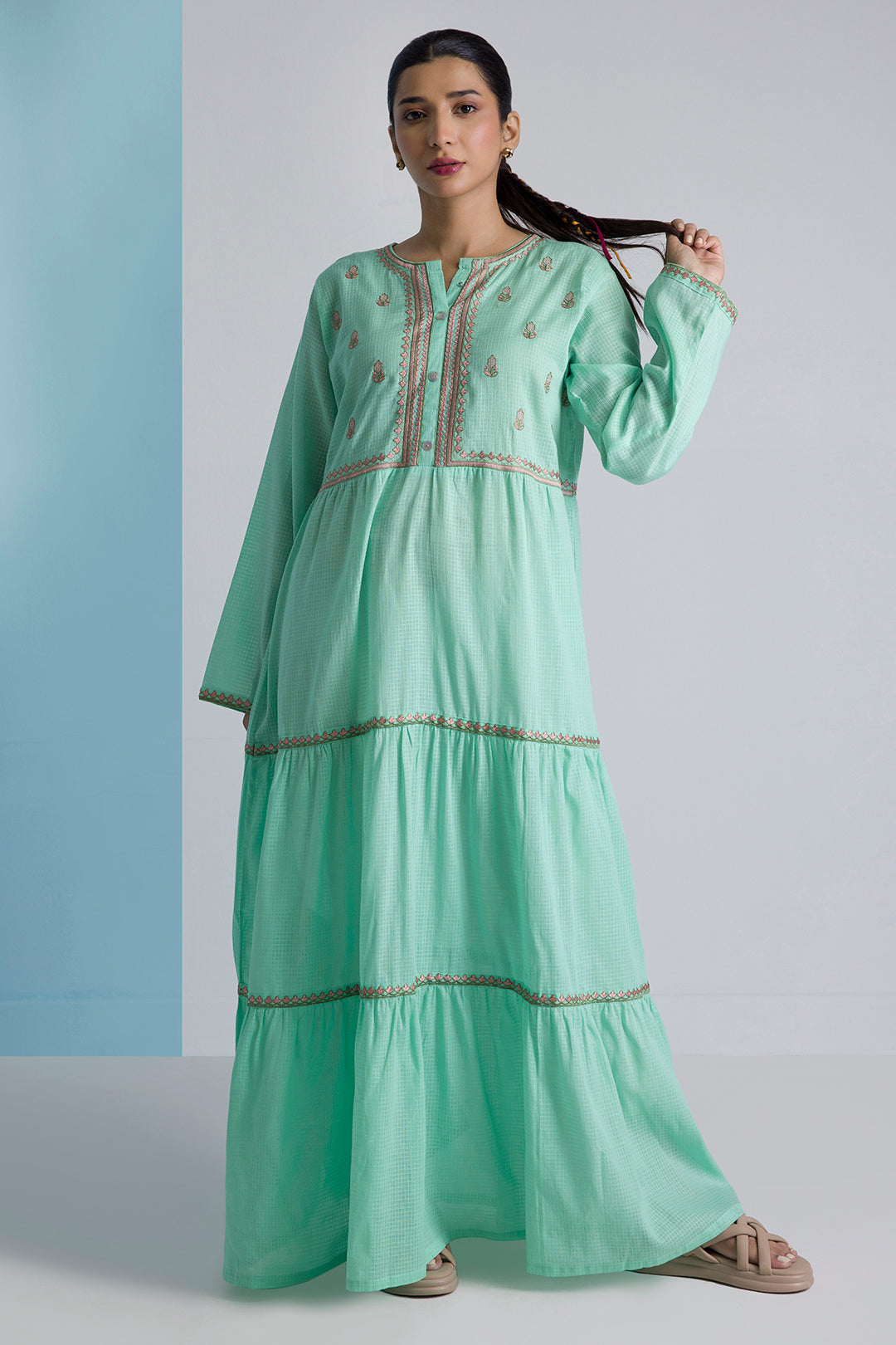 ZELLBURY 01PC TUNIC STITCH/SEA GREEN-2511923