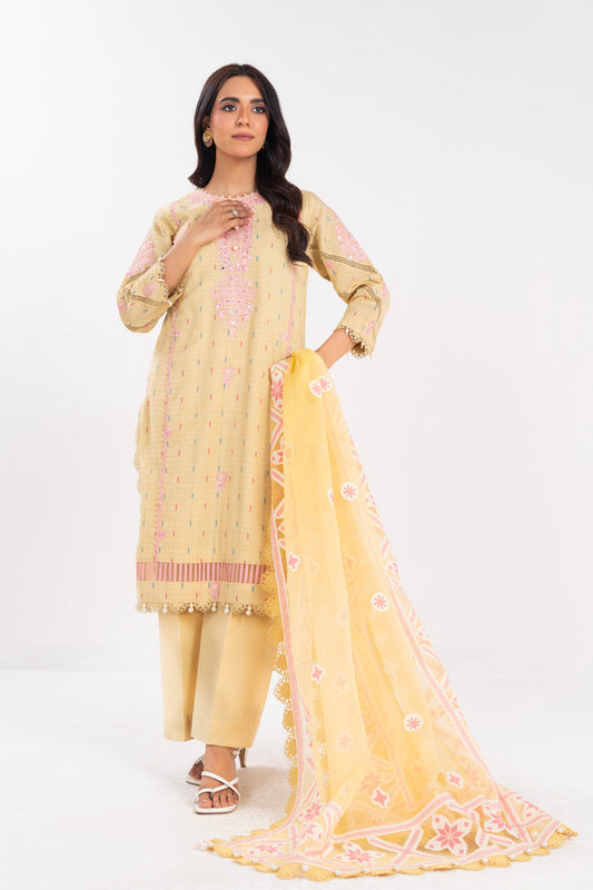 AL-KARAM EMB LUXURY LAWN 3PC UNSTITCH LL-21-25-1-YELLOW
