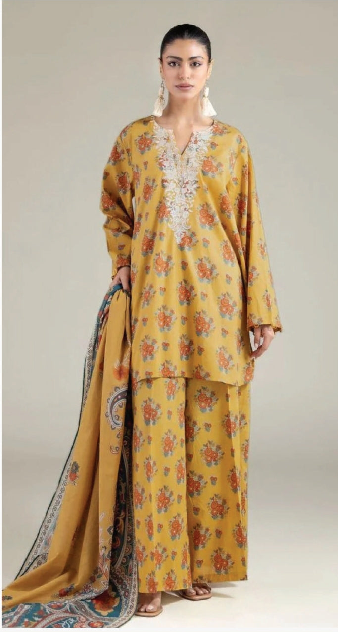 KHAADI 03 PC UNSTITCH SUIT EMBROIDERED LAWN A 11-26-114FE2