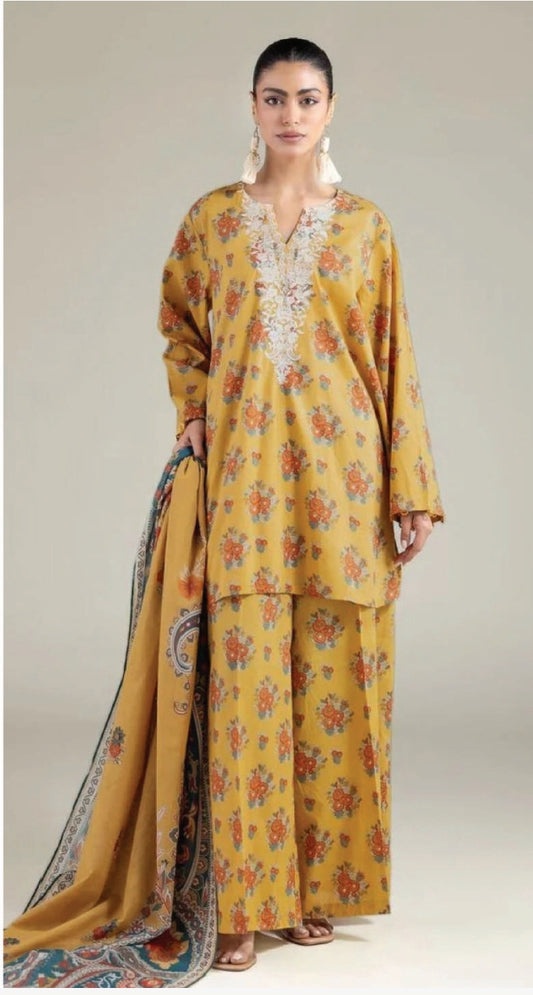 KHAADI 03 PC UNSTITCH SUIT EMBROIDERED LAWN A 11-26-114FE2