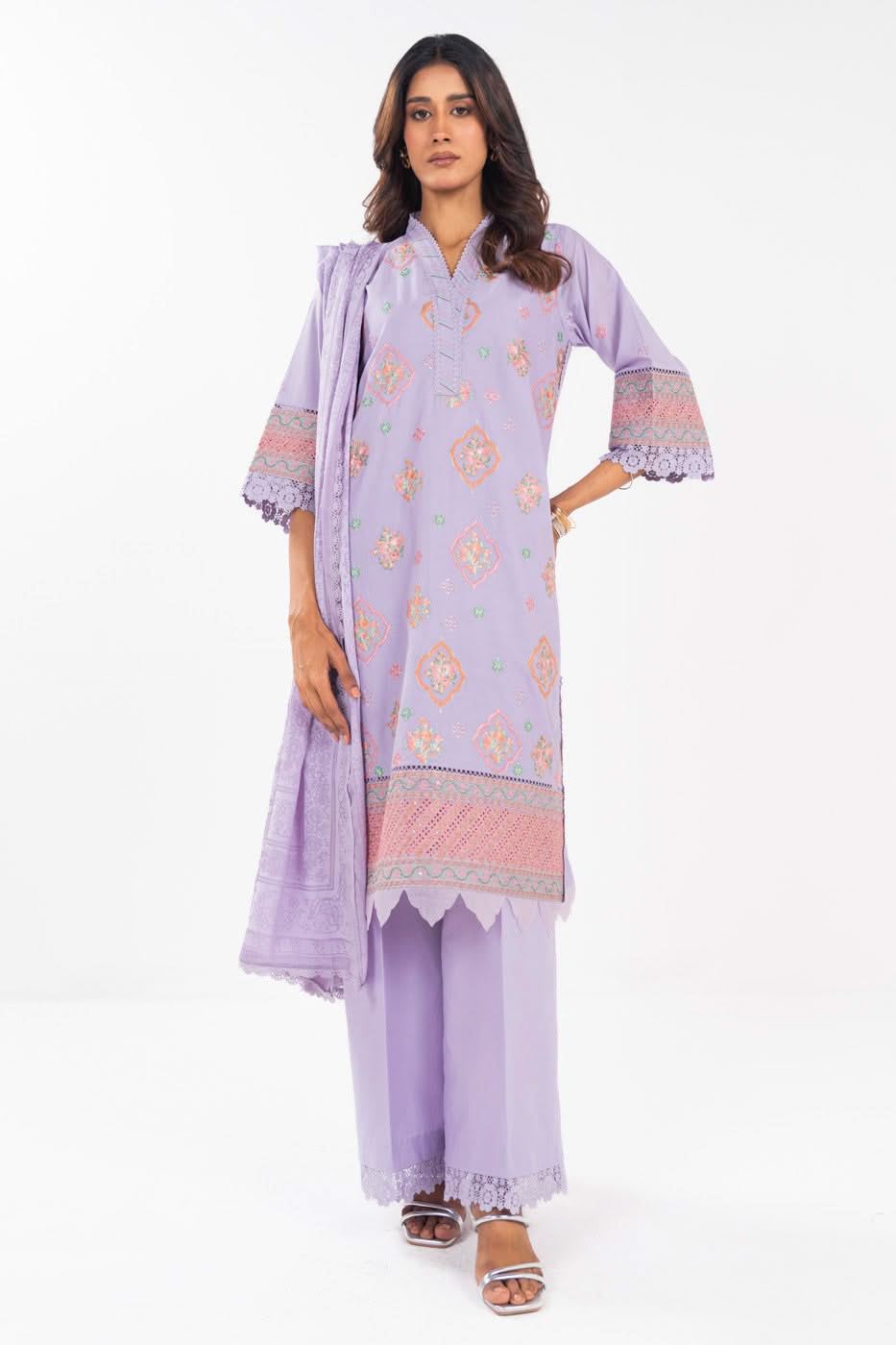 AL-KARAM LUXURY FORMAL EMB LAWN 3PC UNSTITCH FC-24J-25-LAVENDER