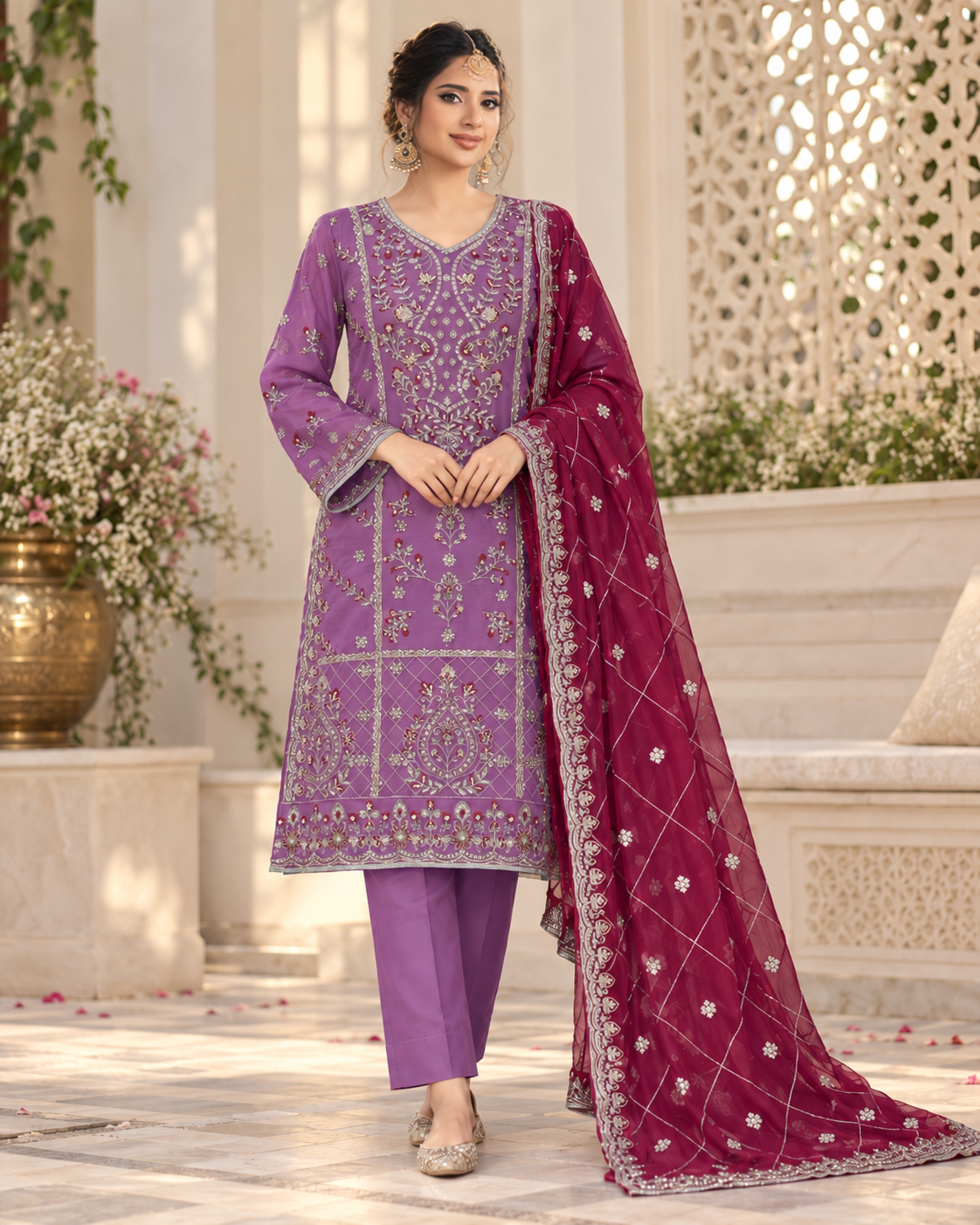 ASIM JOFA 03PC Luxury FORMAL STITCH heavy EMB/(SHIFOON) LAILAC