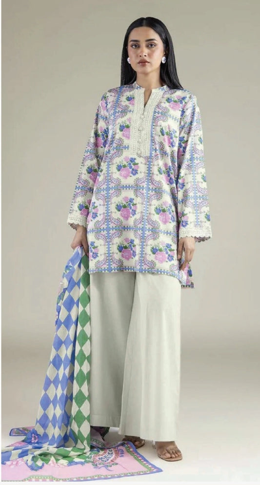 KHAADI 03 PC UNSTITCH SUIT EMBROIDERED LAWN T- A11-26-114FC1