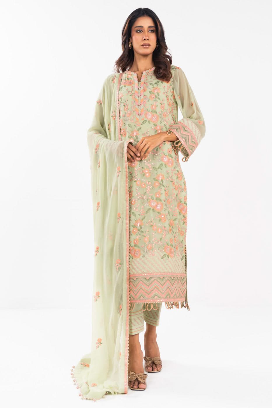AlKaram festive UNSTITCH fc-22I-25-PISTACHIO