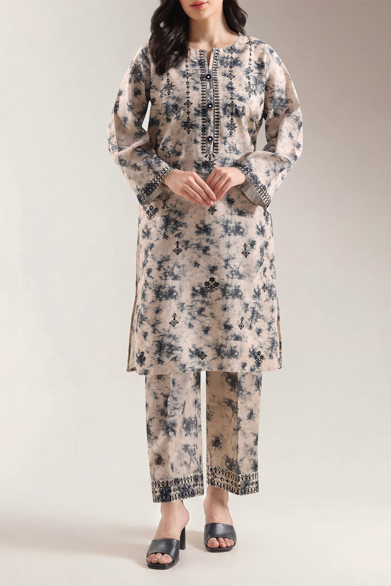 SAYA 02 PC STITCH SUIT / BEIGE AND BLACK -2656