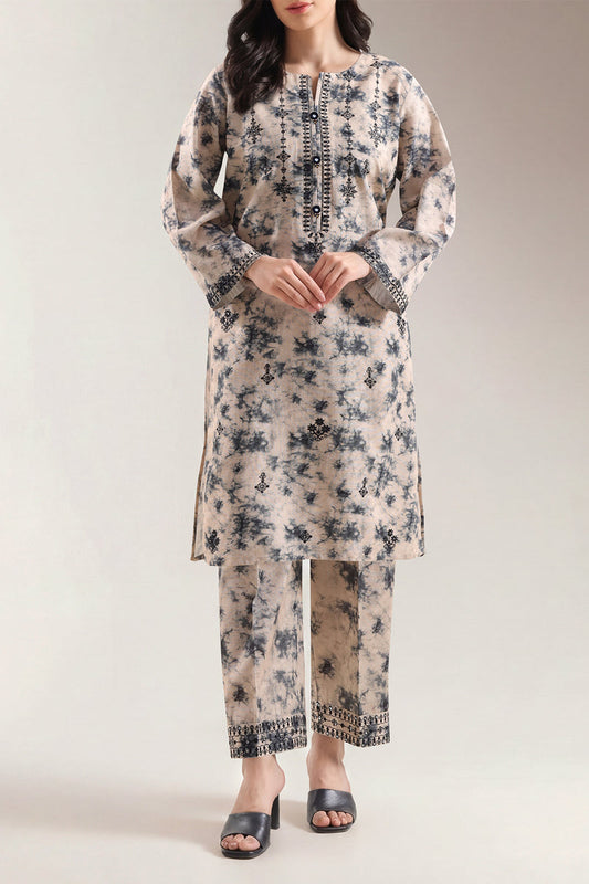 SAYA 02 PC STITCH SUIT / BEIGE AND BLACK -2656
