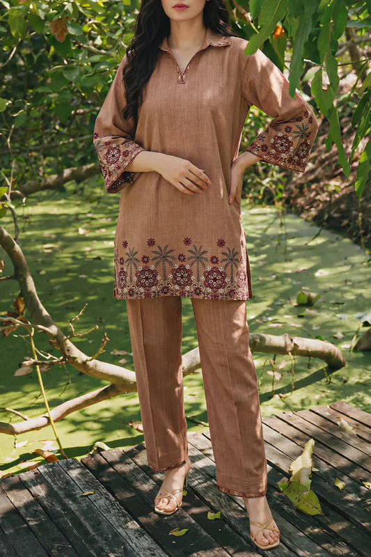 SAYA 02PC STITCH S+T/BROWN-1286