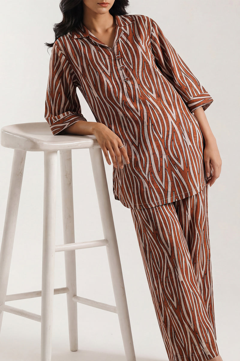 saya 02 pc stitch suit / brown -2716