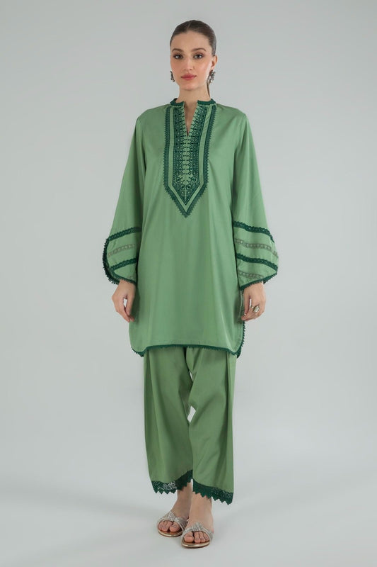 SANSAFINAZ 01 PC STITCH KURTI /GREEN  / B-FRESH