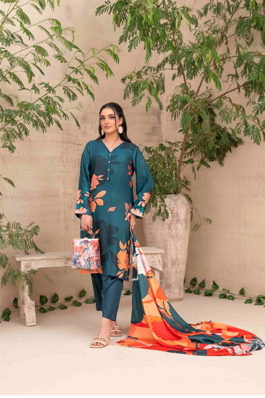 12/12 SALE LAYINA 03 PC STITCH SUIT / GREEN