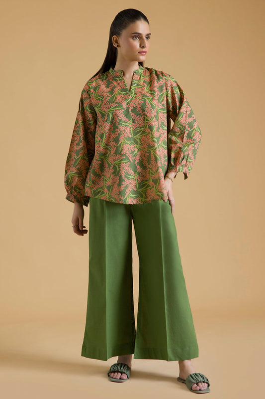 zellbury 02 pc stitch shirt trouser /green